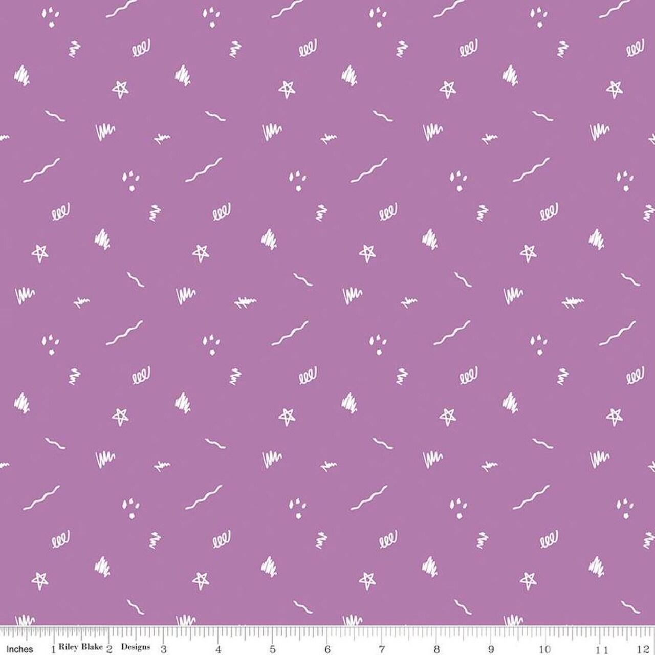 Fabric Riley Blake Purple Ditsy Doodle Get Your Cray-on with Crayola by the Quarter Yard C15414-PURPLE